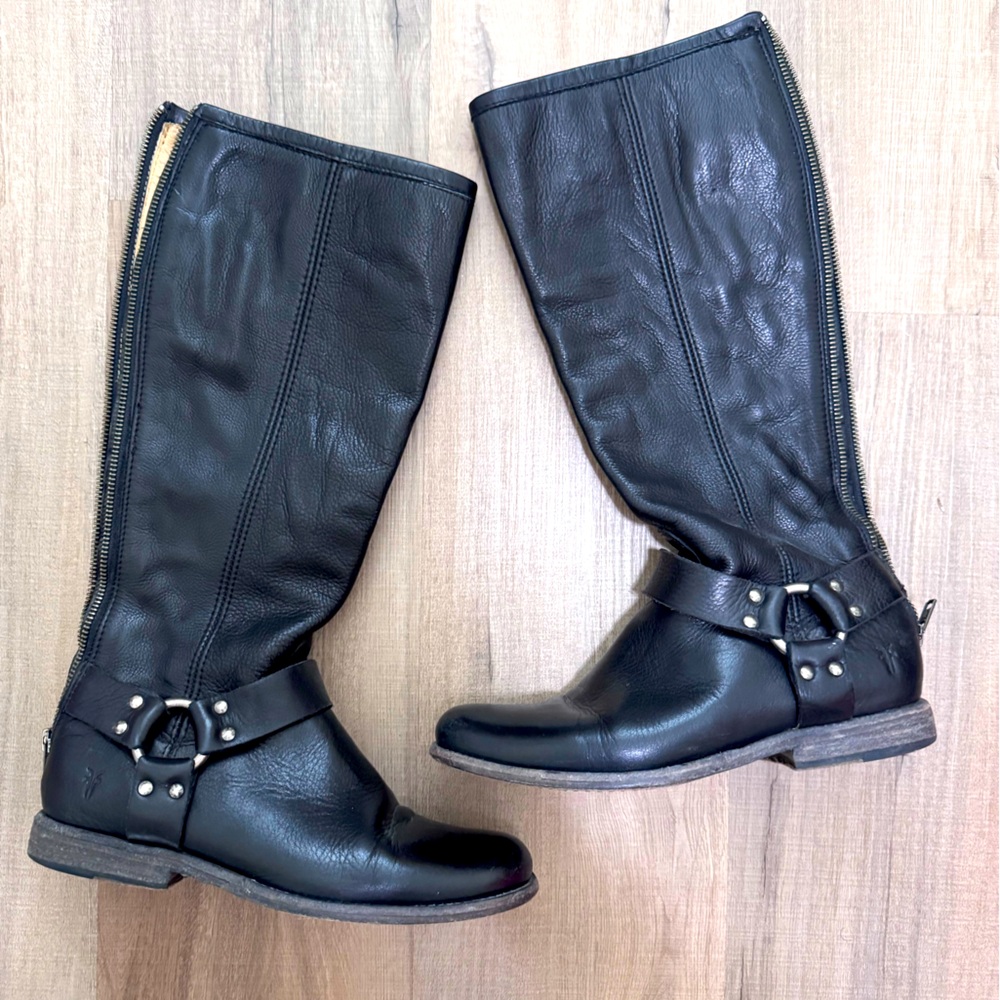 Frye Black Philip the Harness Moto Boots